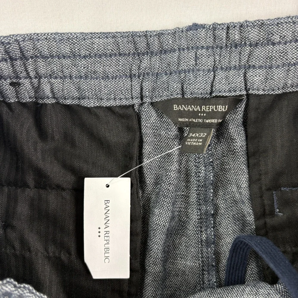 Banana Republic Linen Pants Mens 34x32 (Fits 34x28) Blue Chino Athletic Fit NEW